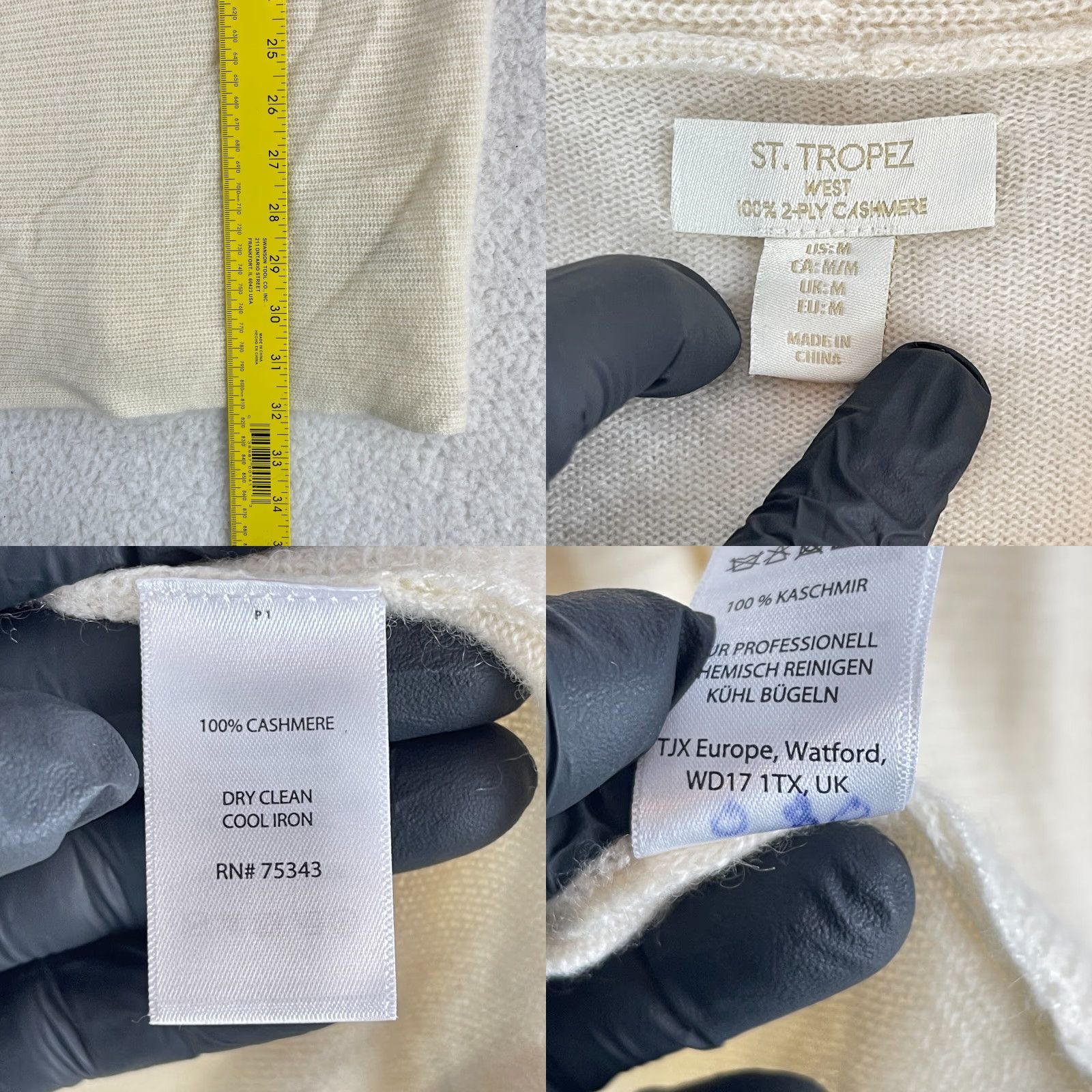 Vintage St. Tropez West Ivory 100% 2-Ply Cashmere Sweater Cardigan Womens Medium Size M / US 6-8 / IT 42-44 - 8 Thumbnail