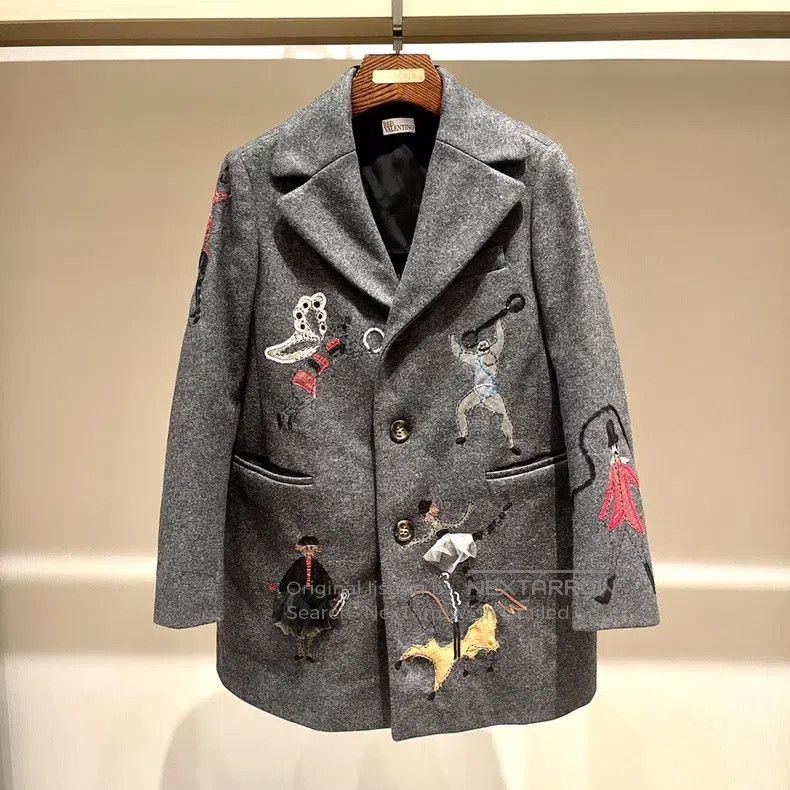 Valentino Valentino Grey embroidered wool suit coat Size M / US 6-8 / IT 42-44 - 1 Thumbnail