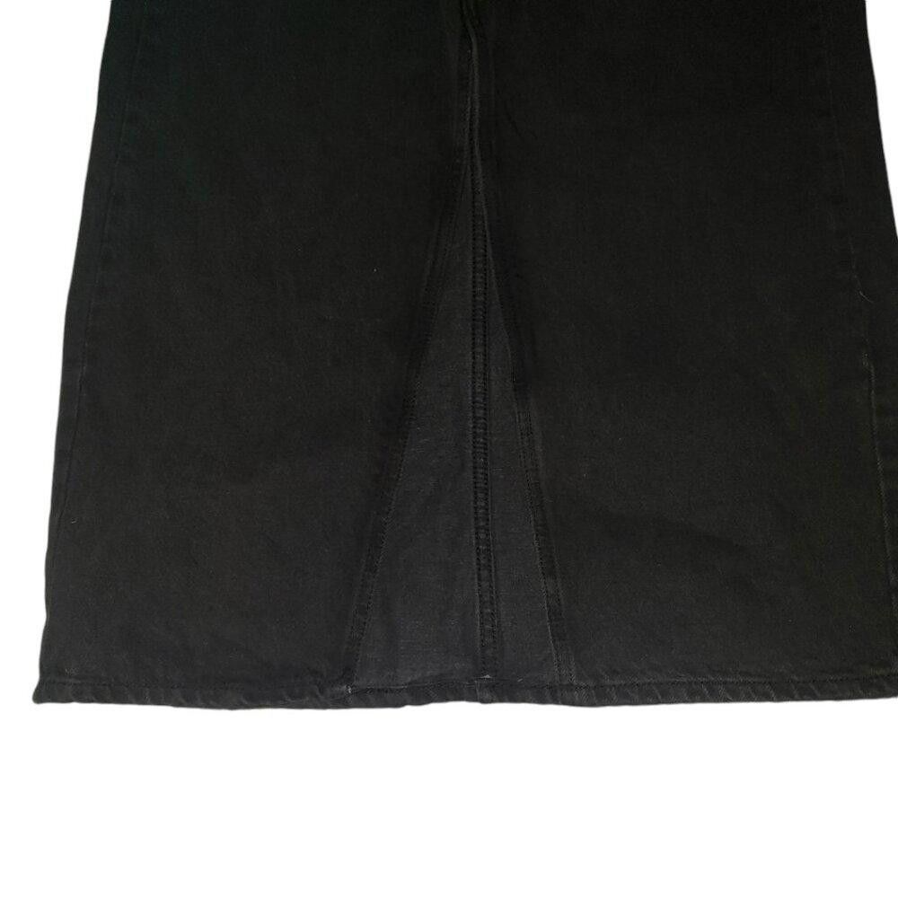 Mango CT1788 Mango Black Denim Front split Maxi Skirt M Size 32" / US 10 / IT 46 - 2 Thumbnail