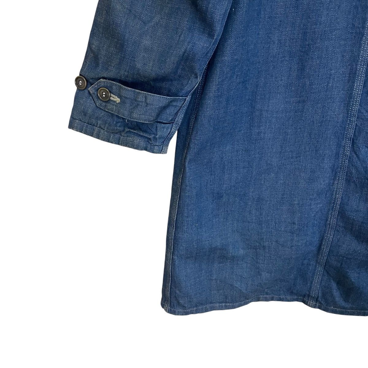 Blue Blue Japan × Indigo × Vintage Vintage 90s Blue Blue Japan Crazy Indigo Long Denim Jacket Size US L / EU 52-54 / 3 - 13 Thumbnail