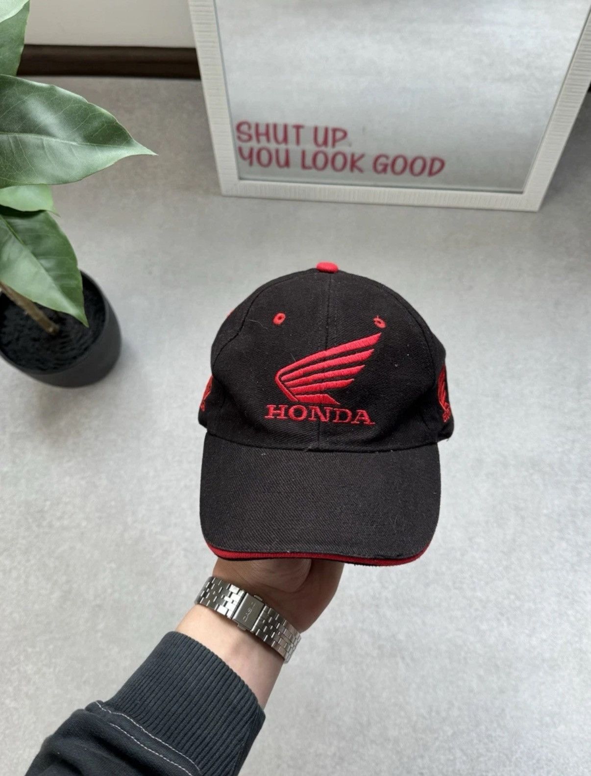Honda Vintage Honda Big Logo Racing Black Cap Men One Size Size ONE SIZE - 1 Thumbnail
