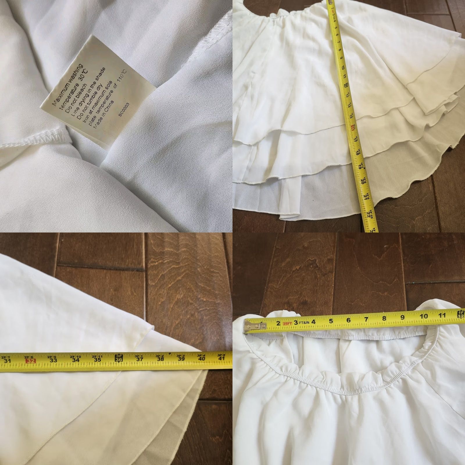 Vintage Lyaner Women's White Layered Skirt Short L Regular XS? (Wait) Size 36" / US 14 / IT 50 - 9 Thumbnail