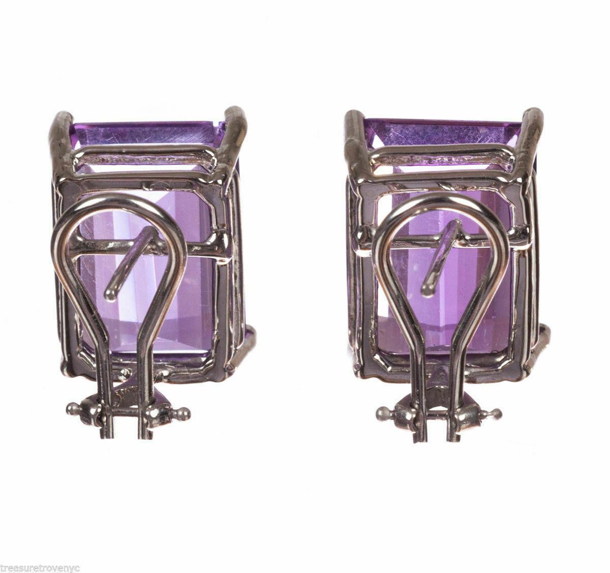 Designer 14 kt White Gold Emerald Cut Amethyst Earrings Alberto Juan Size ONE SIZE - 4 Thumbnail