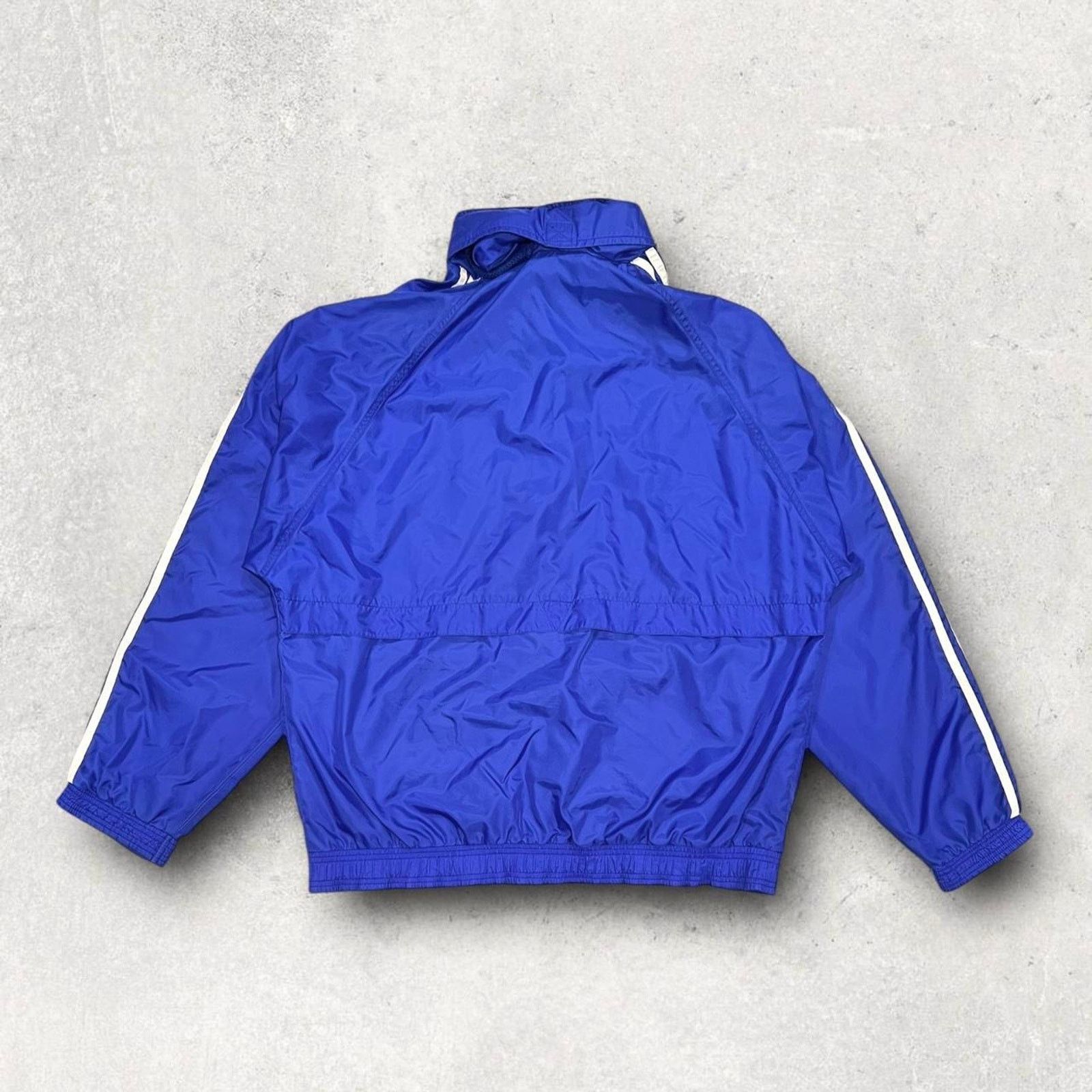Adidas Adidas Vintage Blue Track Jacket w/ White Stripes Size US XL / EU 56 / 4 - 3 Thumbnail
