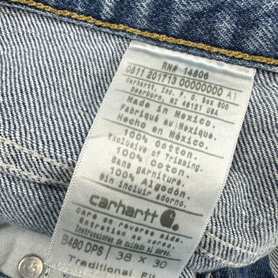 Carhartt Carhartt Jeans 38x30 Relaxed Fit Blue Denim 5-Pocket Straight Mens Workwear Size US 38 / EU 54 - 3 Thumbnail