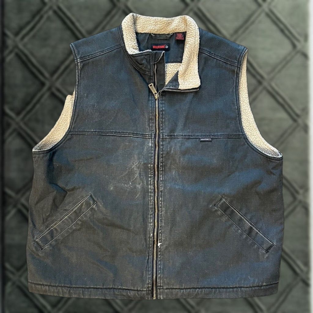 Vintage Wolverine Vest Mens XL Gray Full Zip Lined Sherpa Work Wear Upland Size US XL / EU 56 / 4 - 1 Thumbnail
