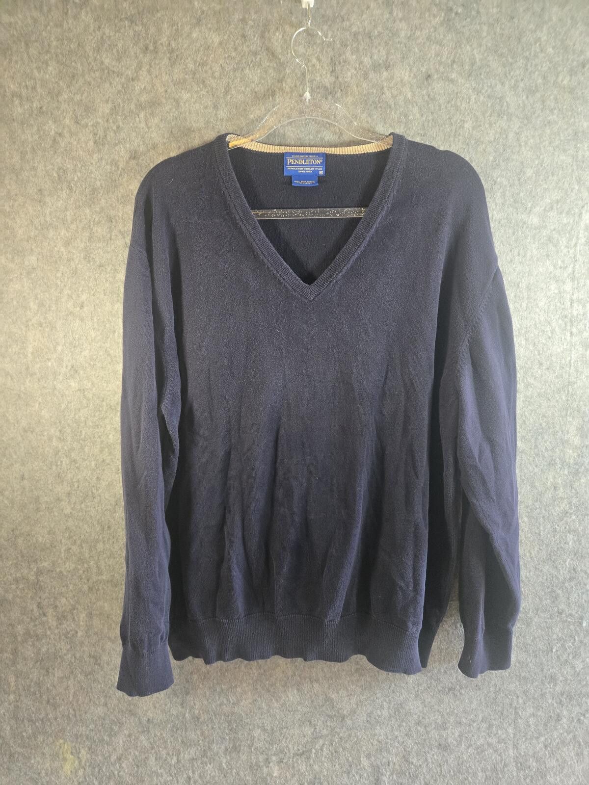 Pendleton Pendleton XL Navy V-Neck Pima Cotton Pullover Sweater Size US XL / EU 56 / 4 - 2 Thumbnail