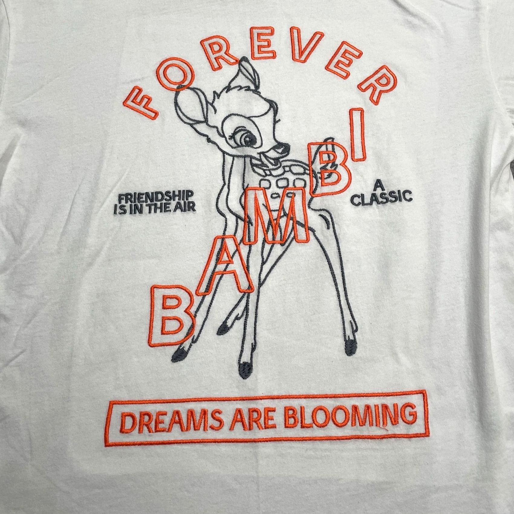 Disney Disney Bambi Embroidered Graphic T-Shirt Womens Large White Crew Neck Casual Tee Size L / US 10 / IT 46 - 3 Thumbnail