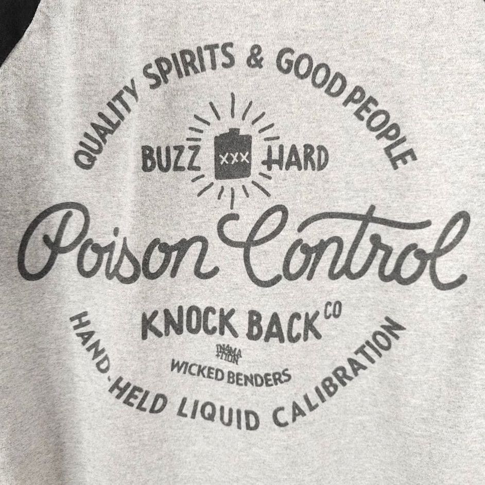 Vintage In4mation T Shirt Mens XL Gray Black Poison Control Knock Back Raglan Tee Size US XL / EU 56 / 4 - 6 Thumbnail