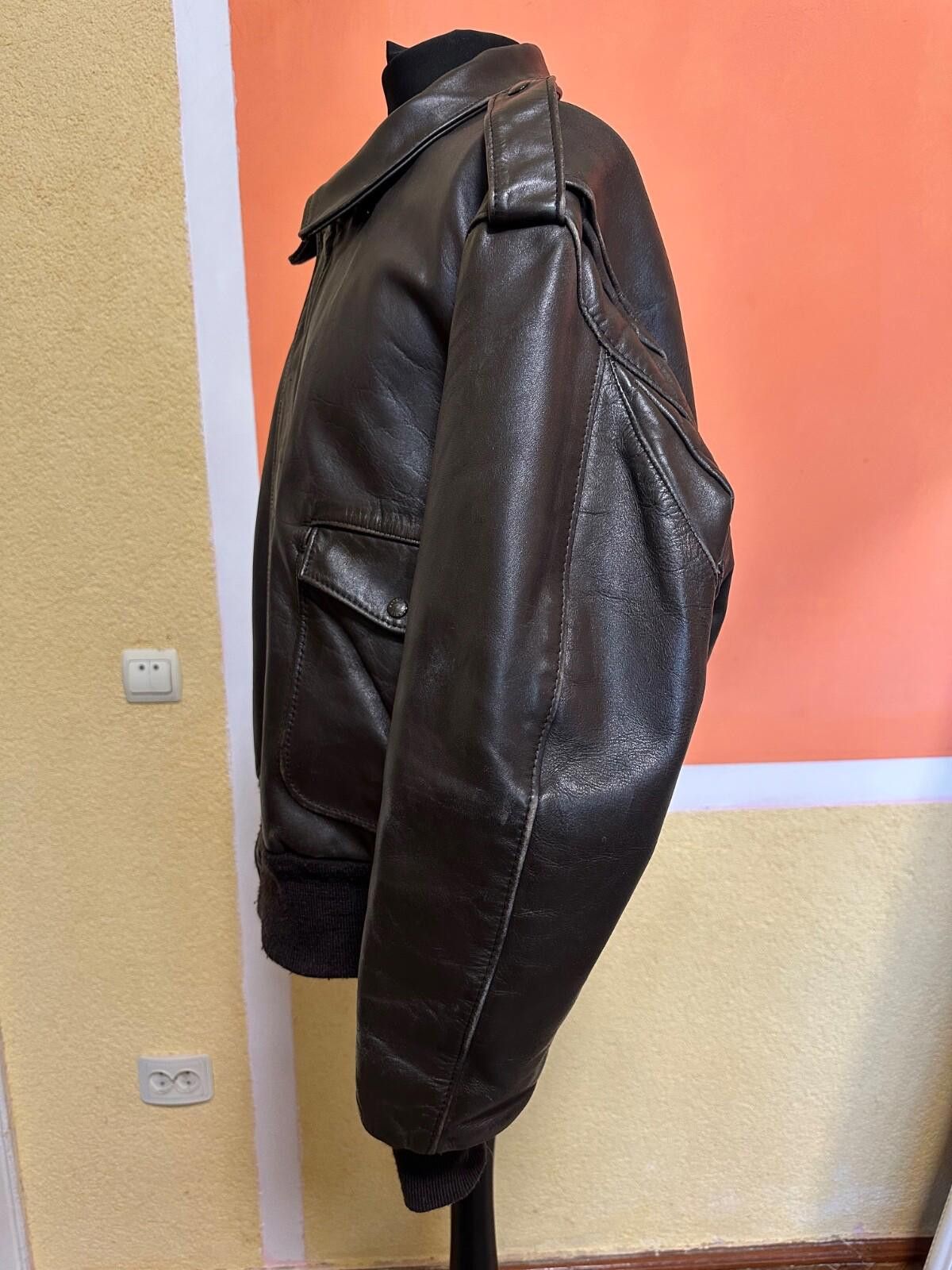 Schott SCHOTT 184-SM Black Leather Flight Jacket Vintage 80's 54US Size US XL / EU 56 / 4 - 6 Thumbnail