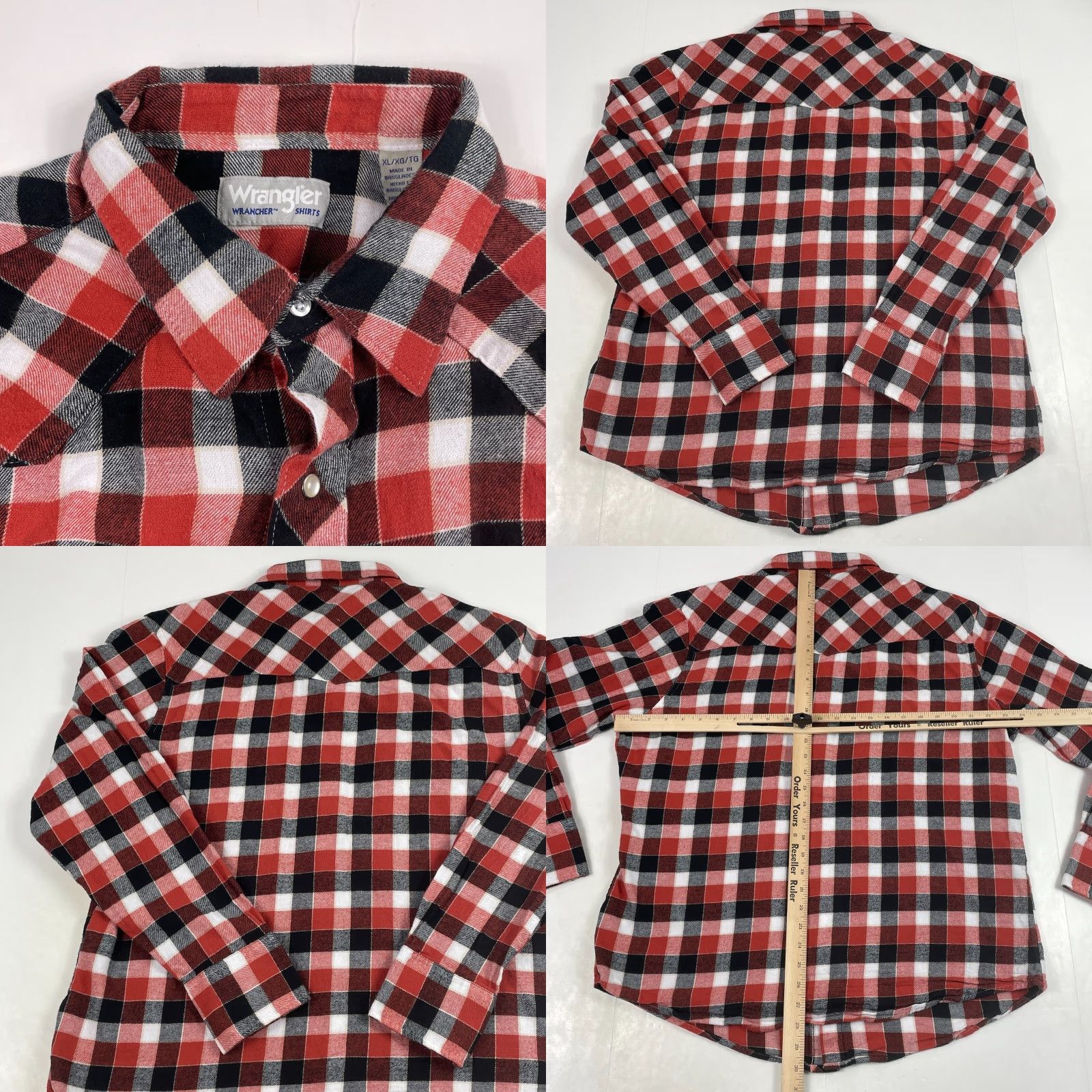 Wrangler VINTAGE Wrangler Shirt Mens XL Red Flannel Pearl Snap Western Cowboy Wrangler Wrancher Plaid Outdoor Western Farmer Boys Mens Size US XL / EU 56 / 4 - 8 Thumbnail