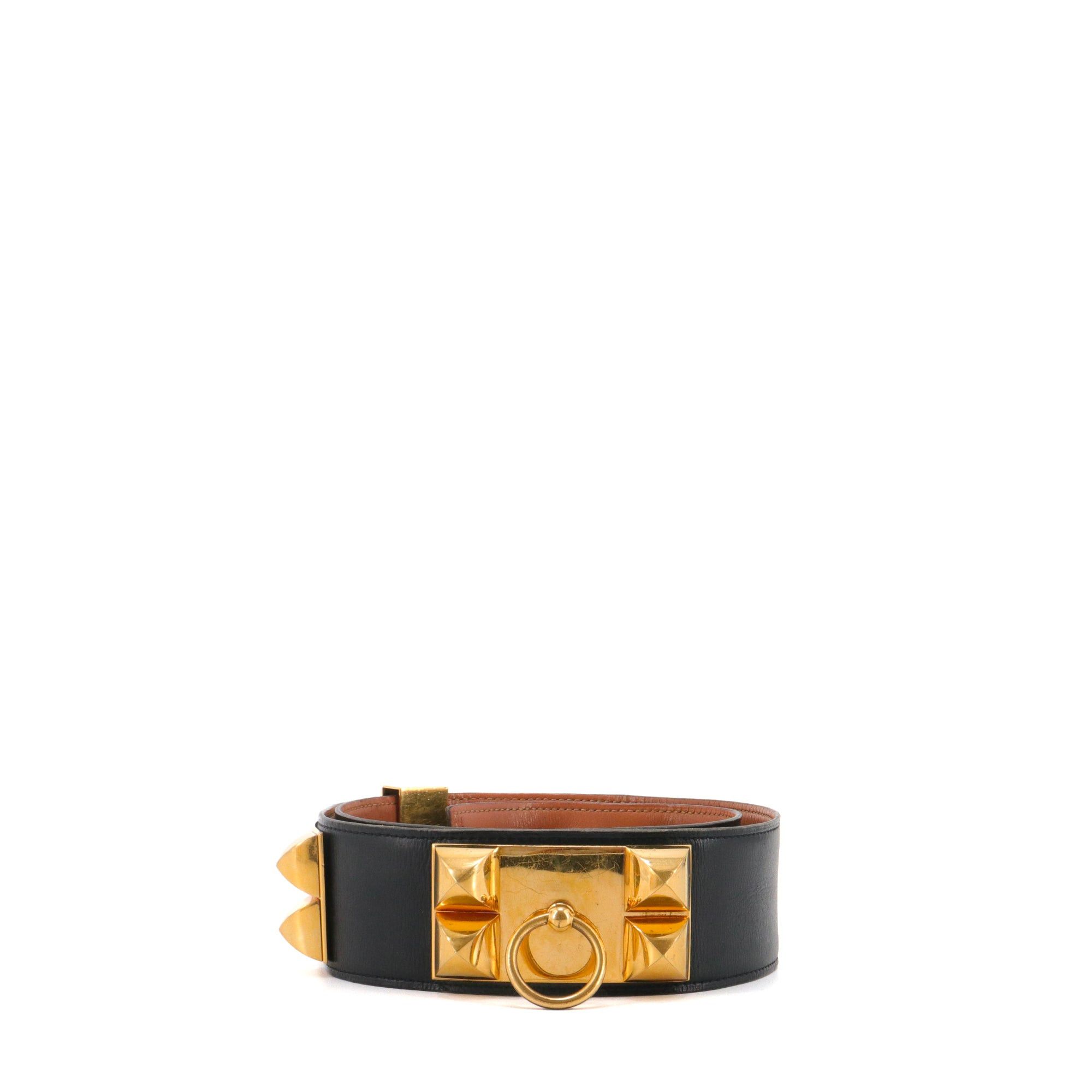 HERMÈS - Hermès Collier De Chien belt in smooth black leather (T78)