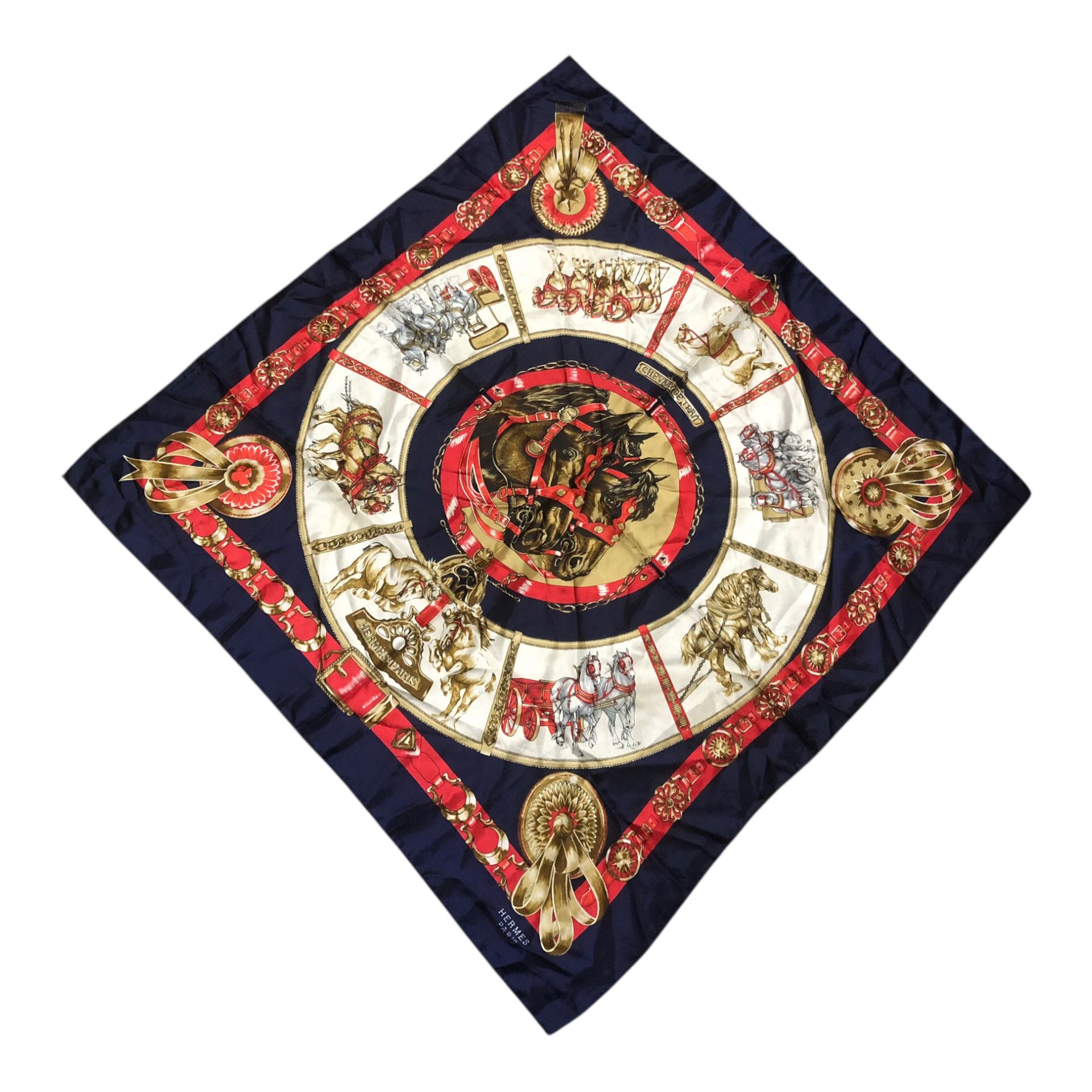 Vintage Vintage HERMÈS "Chevaux De Trait" Silk Scarf Size ONE SIZE - 1 Thumbnail