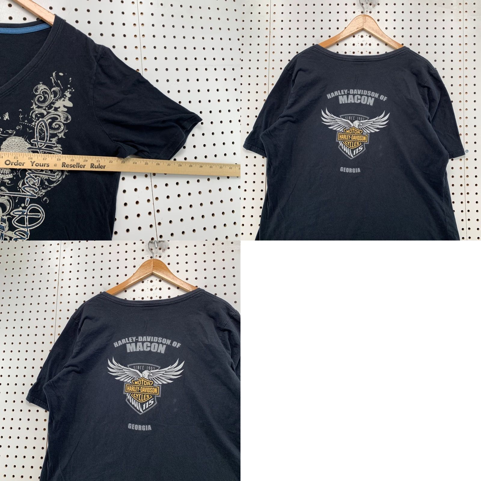 Harley Davidson Harley-Davidson Top Womens XL Black Y2K Skull Graphic V Neck Goth Biker T-Shirt Size XL / US 12-14 / IT 48-50 - 9 Thumbnail