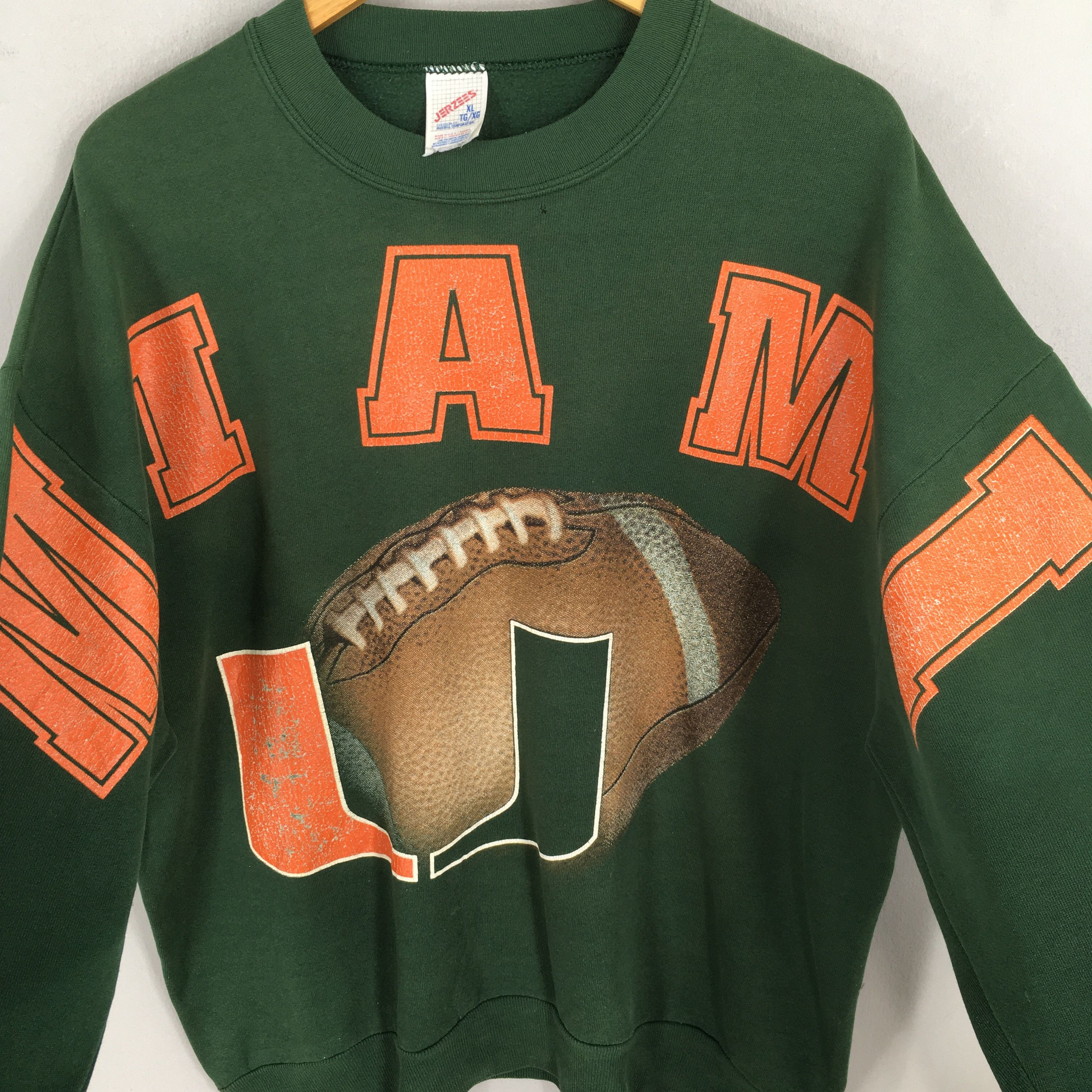 NCAA Vintage University of Miami Hurricanes Green Sweatshirt XL Size US XL / EU 56 / 4 - 7 Thumbnail