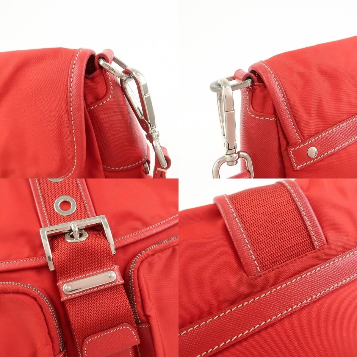 Prada Prada Nylon Saffiano Shoulder Bag Red Size ONE SIZE - 6 Thumbnail