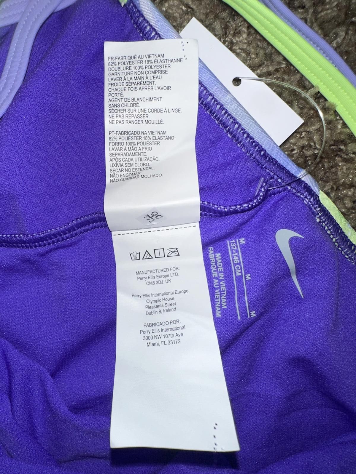 Nike Nike Girls Spiderback Swimsuit One Piece Aurora Purple Swoosh Print Size ONE SIZE - 8 Thumbnail