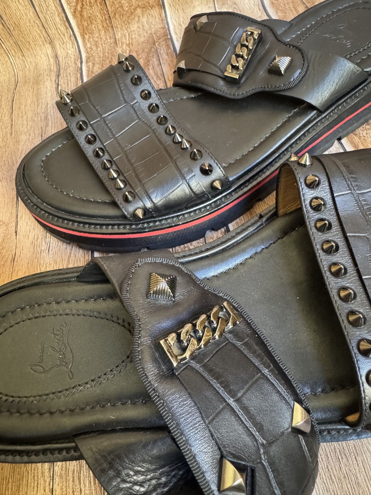 Christian Louboutin Rare Crog studded leather sandals Size US 7.5 / EU 40-41 - 12 Thumbnail