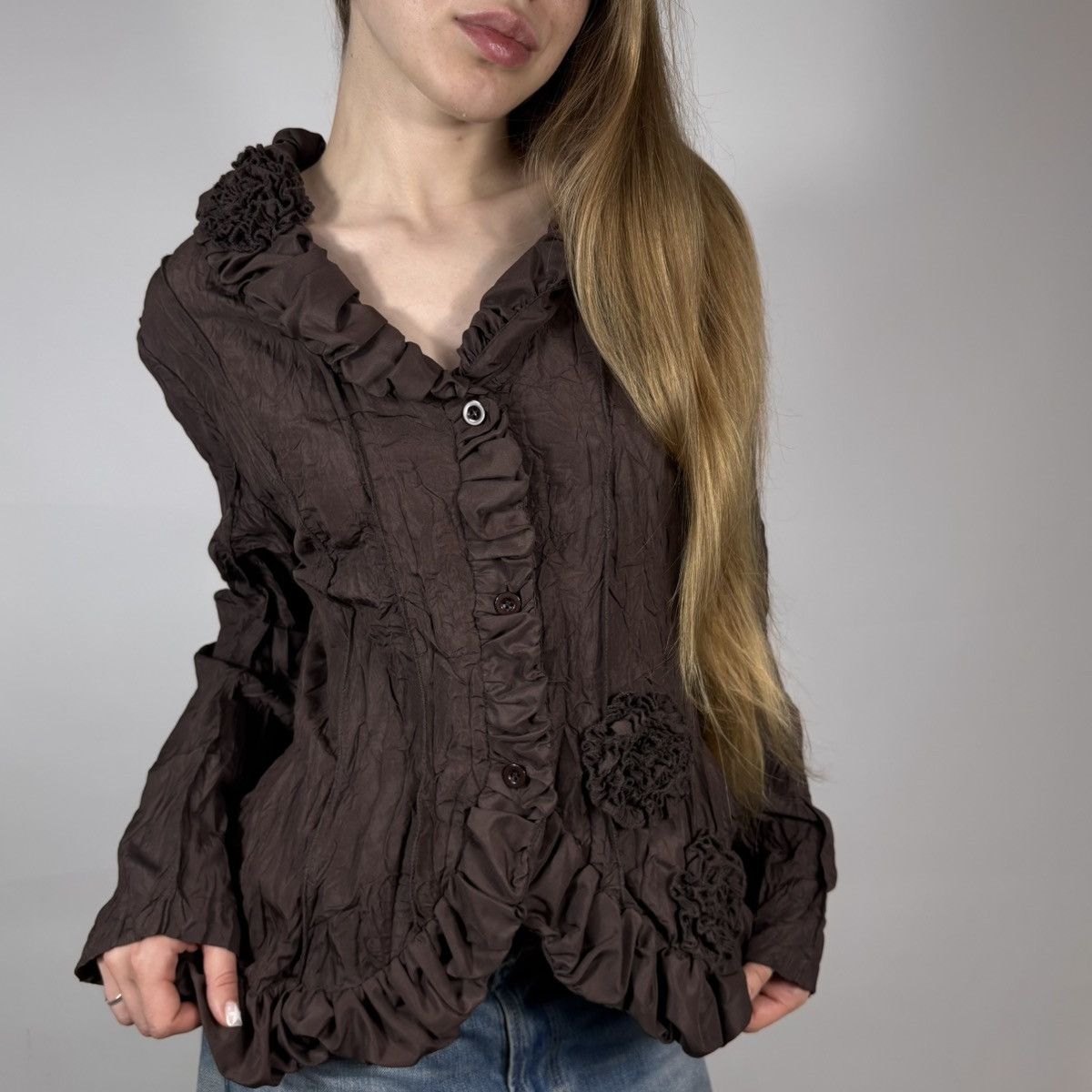 Japanese Brand Vintage Y2K L33 Ruffled Boho Japanese Style Blouses Shirt Size XL / US 12-14 / IT 48-50 - 1 Thumbnail