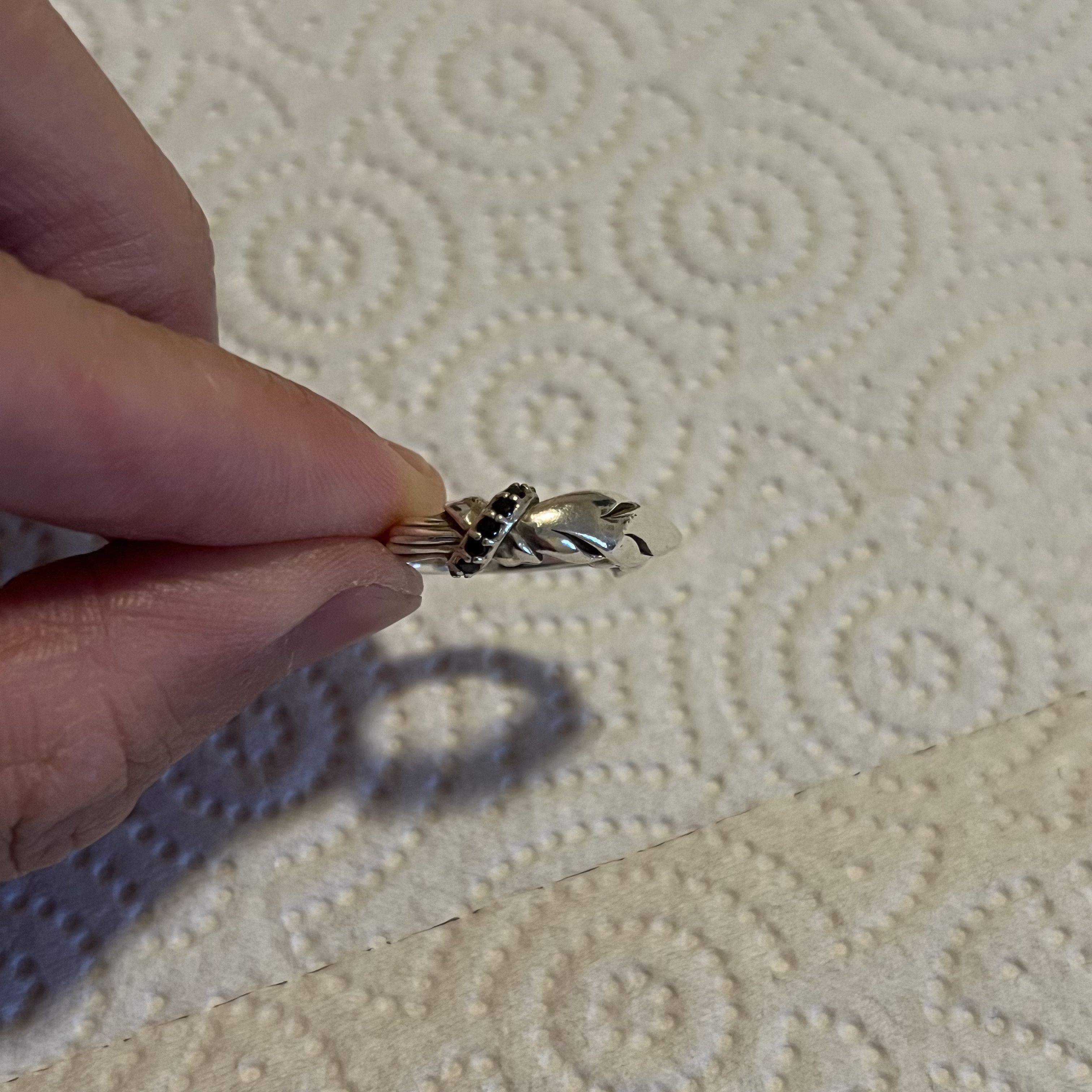 Japanese Brand KONRON Feather Stone Ring / Silver / Sz 5 Size ONE SIZE - 10 Thumbnail