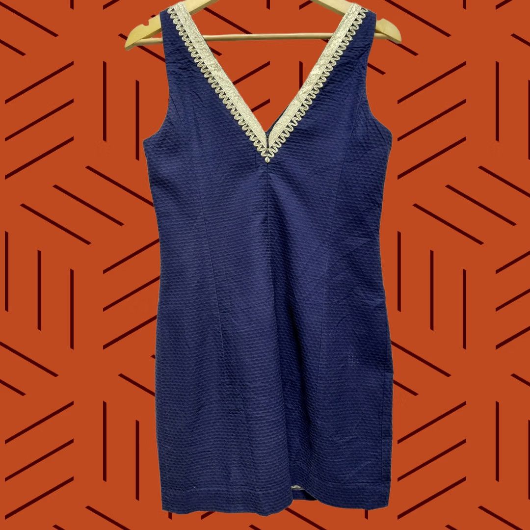 Lilly Pulitzer Lilly Pulitzer Style Cotton Dress Blue Solid Sleeveless Short Women Size 2 Size 26" / US 2 / IT 38 - 1 Thumbnail