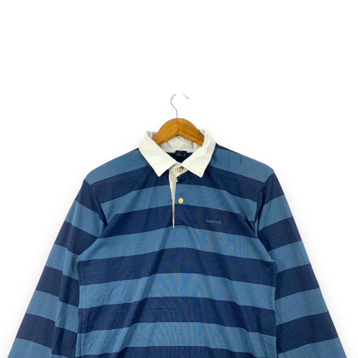 Montbell Vintage MONTBELL OUTDOOR Striped Rugby Collar Polo Tee Shirt Size US L / EU 52-54 / 3 - 2 Thumbnail