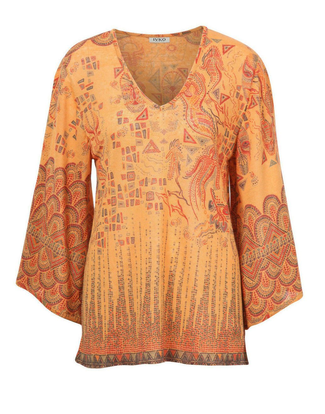 Designer Ivko Canvas Jumper Tunic Linen Shirt Curry Saffron Orange Size M / US 6-8 / IT 42-44 - 3 Thumbnail