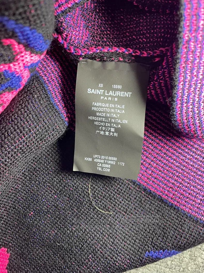 Saint Laurent Paris Saint Laurent Paris Black and Purple Poppy Knit Cardigan Size US XS / EU 42 / 0 - 4 Thumbnail