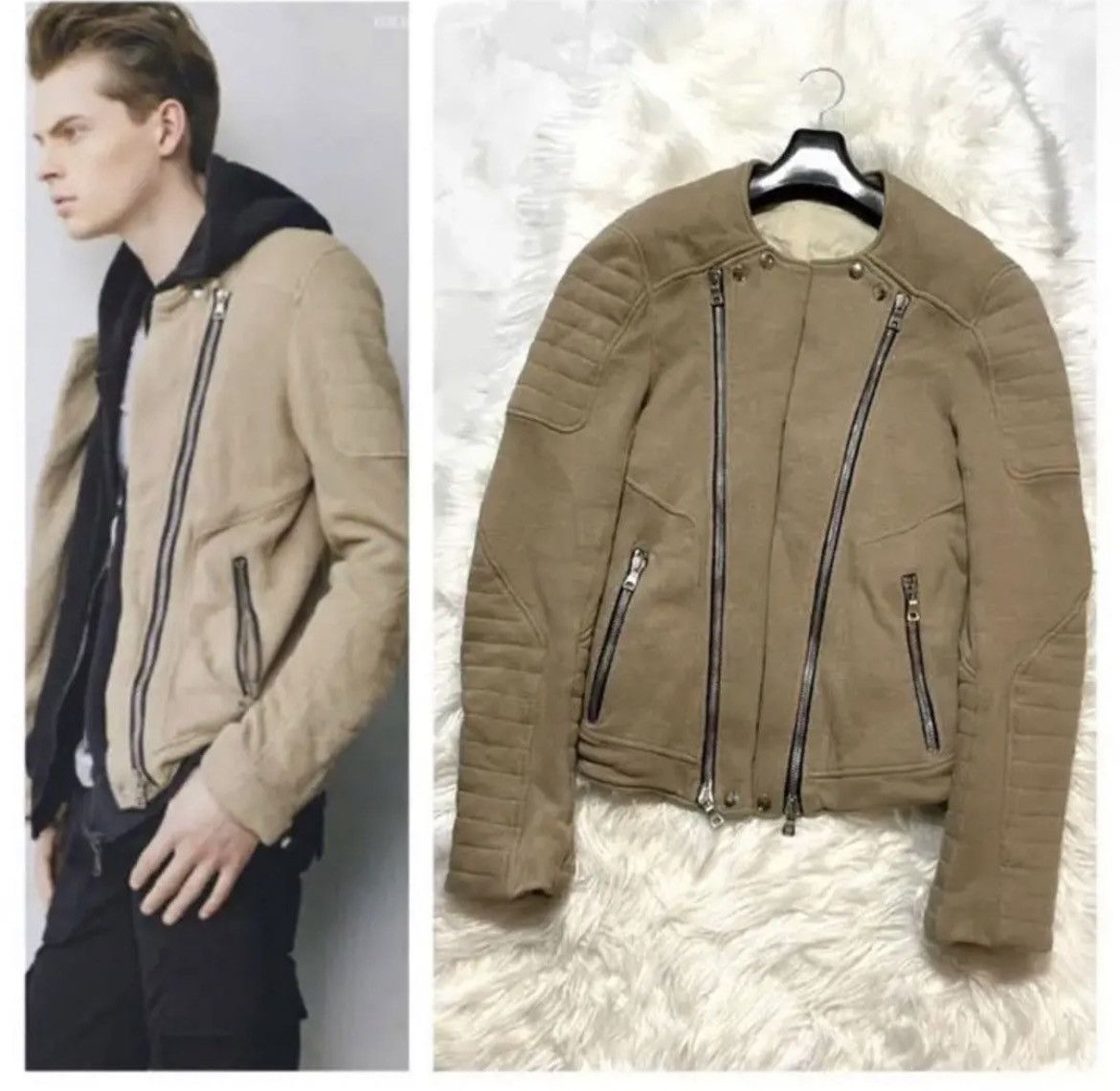 Balmain Homme Biker Sweat Riders Jacket S Beige