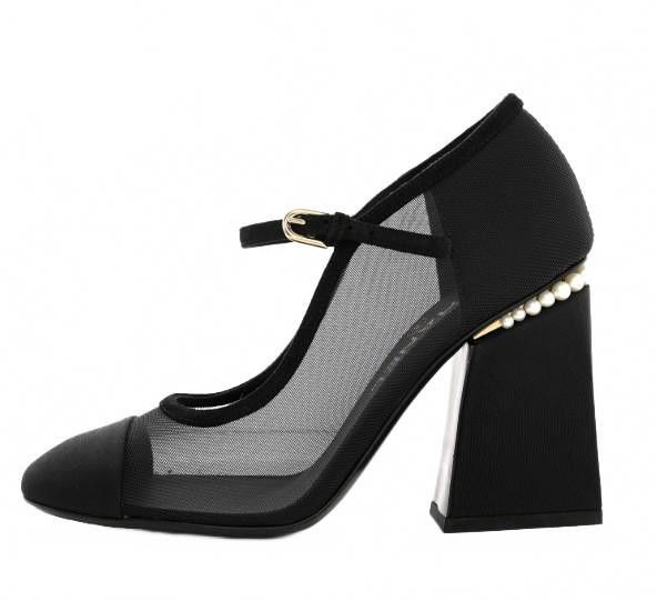 Chanel Chanel Black Mesh Heels Sz 41 - Pearl & Suede Trim - NIB Size US 11 / IT 41 - 1 Thumbnail