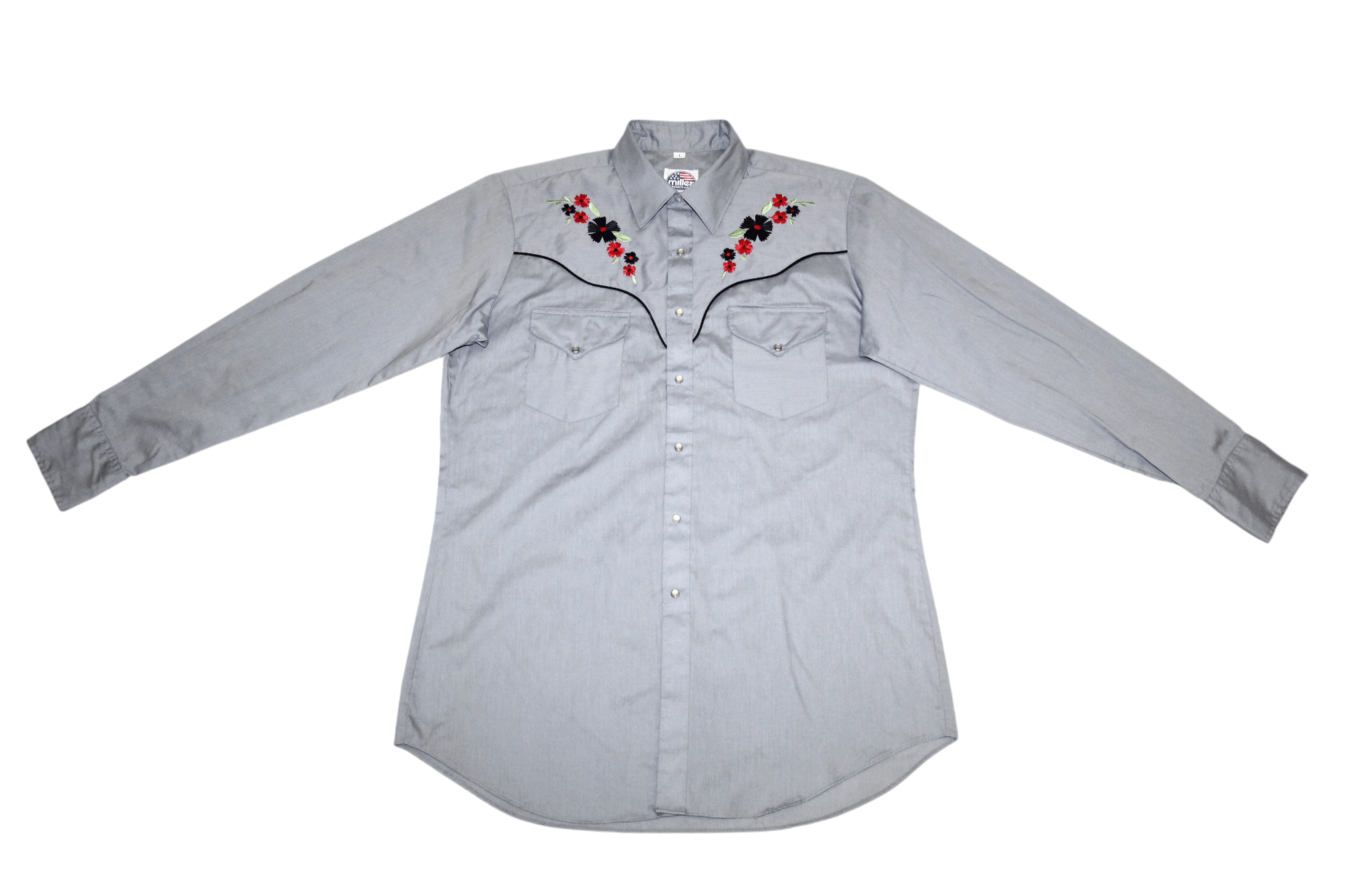 Cowboy Equipment 70's MILLER Western Wear Pearl Snap button Shirt Size US L / EU 52-54 / 3 - 4 Thumbnail
