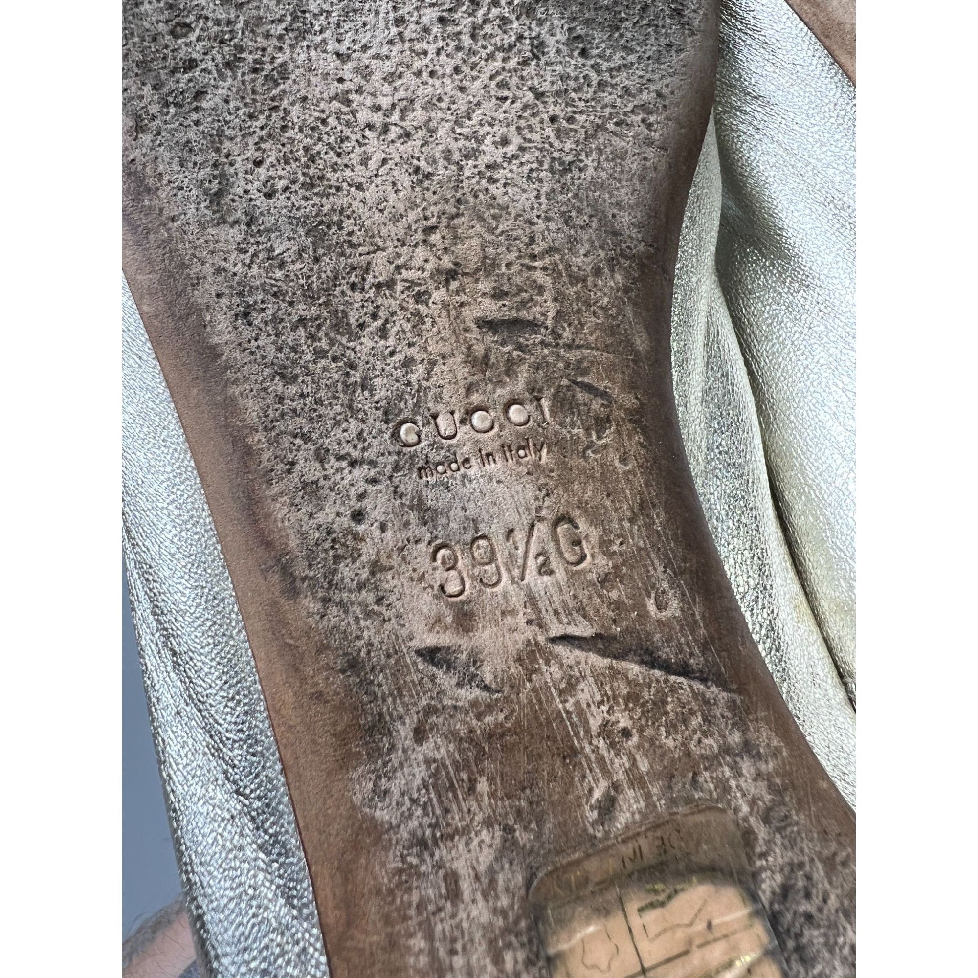 Gucci Gucci Interlocking G Silver Leather Ballet Flats (Y1006) Size US 9.5 / IT 39.5 - 11 Thumbnail