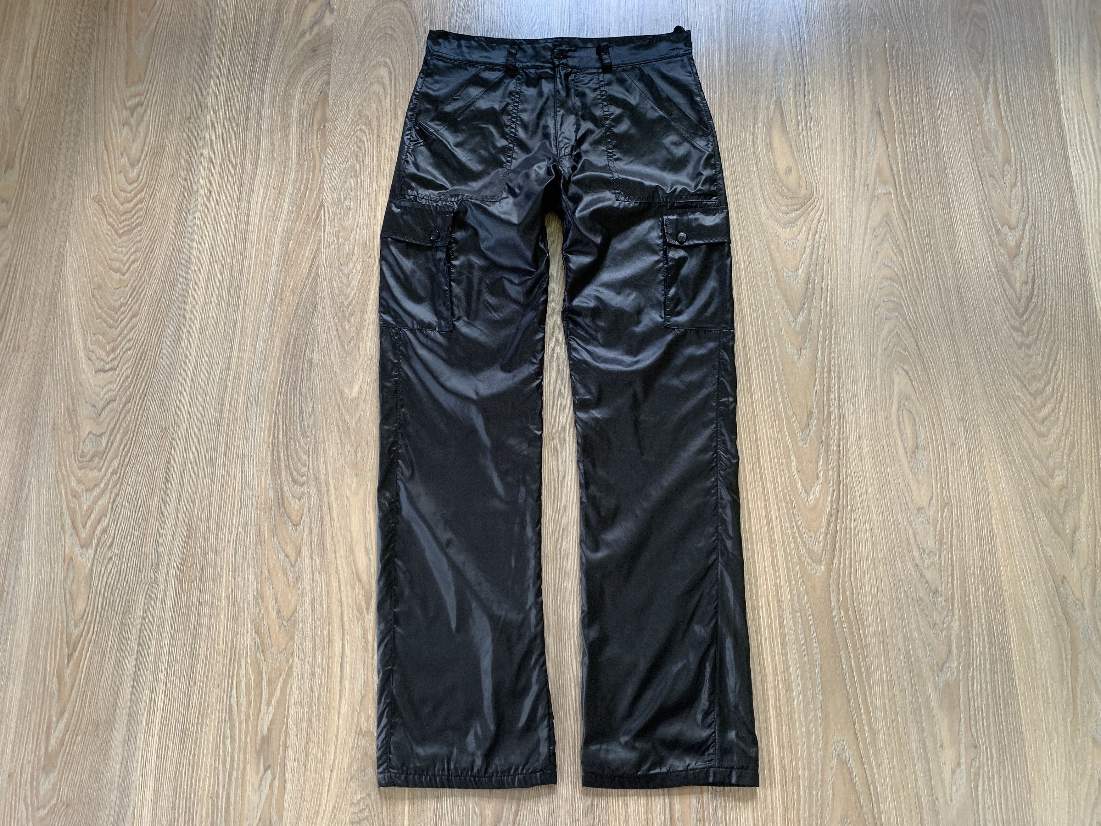 Other Italian Uomo Collection Men's Nylon Black Cargo Pants Size US 30 / EU 46 - 2 Thumbnail