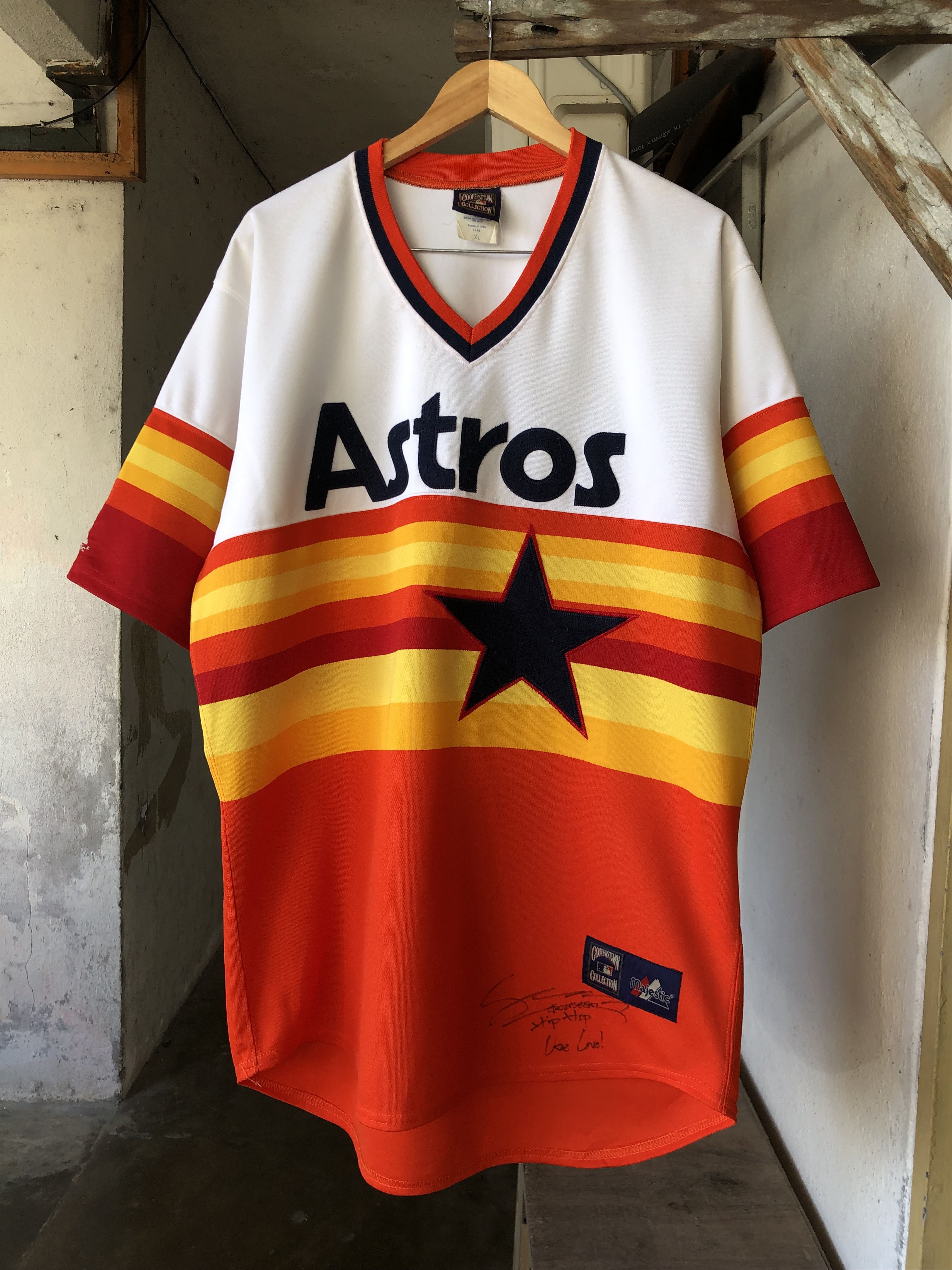 Vintage 🔥 Vtg 80s Houston Astros Baseball Jersey HipHop Autographed Size US XL / EU 56 / 4 - 1 Thumbnail