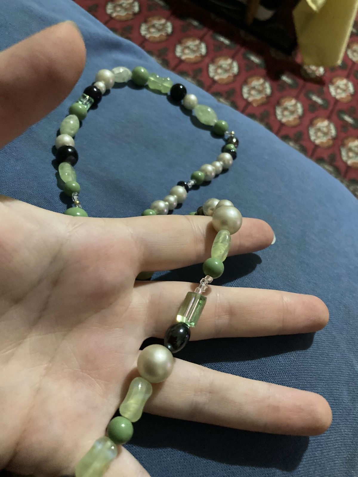 Other Green beaded and faux pearl long necklace Size ONE SIZE - 2 Thumbnail