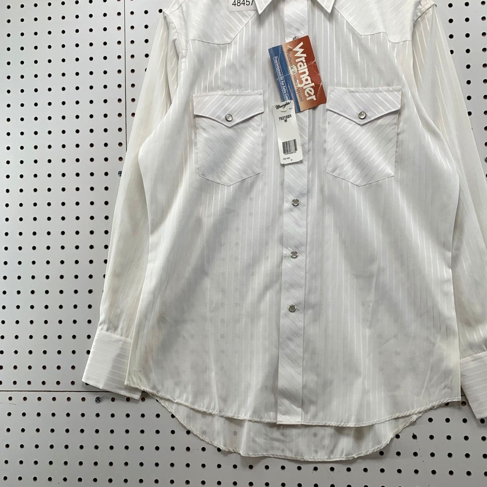 Wrangler VINTAGE Wrangler Shirt Mens Medium White 90s Pearl Snap Tonal Stripe Western Cowboy Size US M / EU 48-50 / 2 - 3 Thumbnail