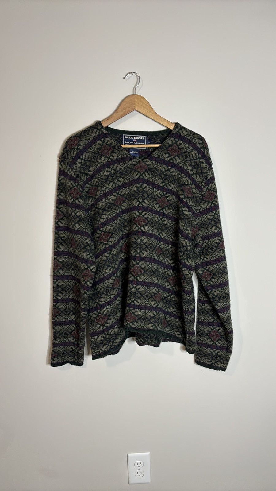 Polo Ralph Lauren × Vintage Vintage Polo Sport Fair Isle Wool Sweater Size US XL / EU 56 / 4 - 1 Thumbnail