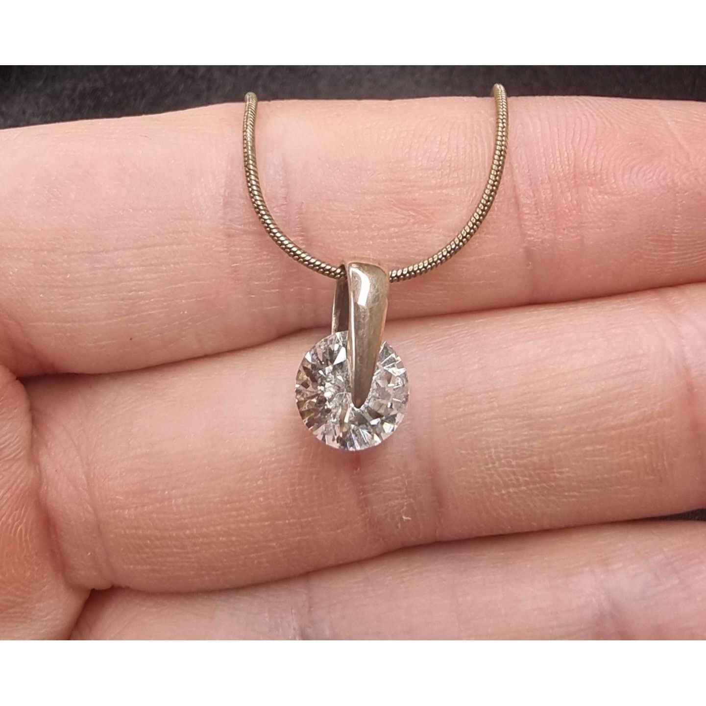 Vintage Vintage Sterling Silver Crystal Pendant Necklace With Snake Size ONE SIZE - 5 Thumbnail