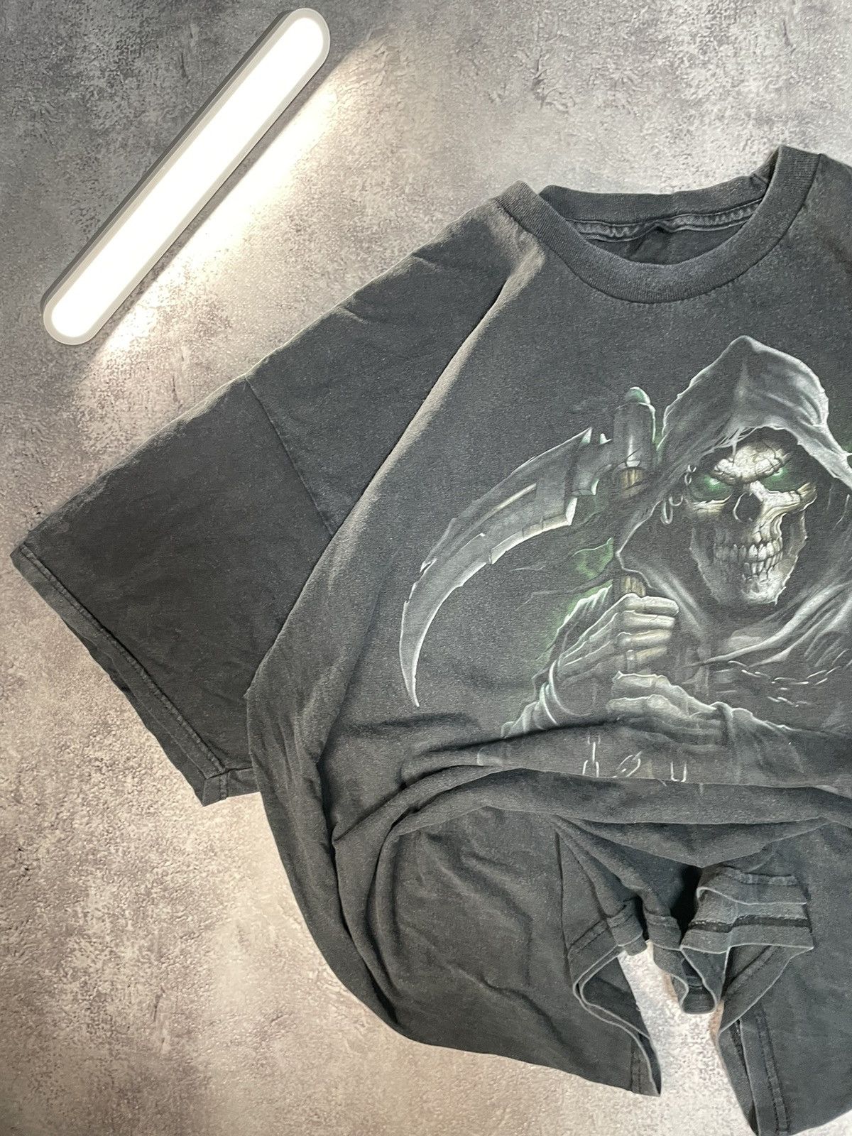 basketcase gallery VTG Y2K FADE Mallgoth Grunge Grim Reaper Skull TEE SIZE L Size US L / EU 52-54 / 3 - 4 Thumbnail