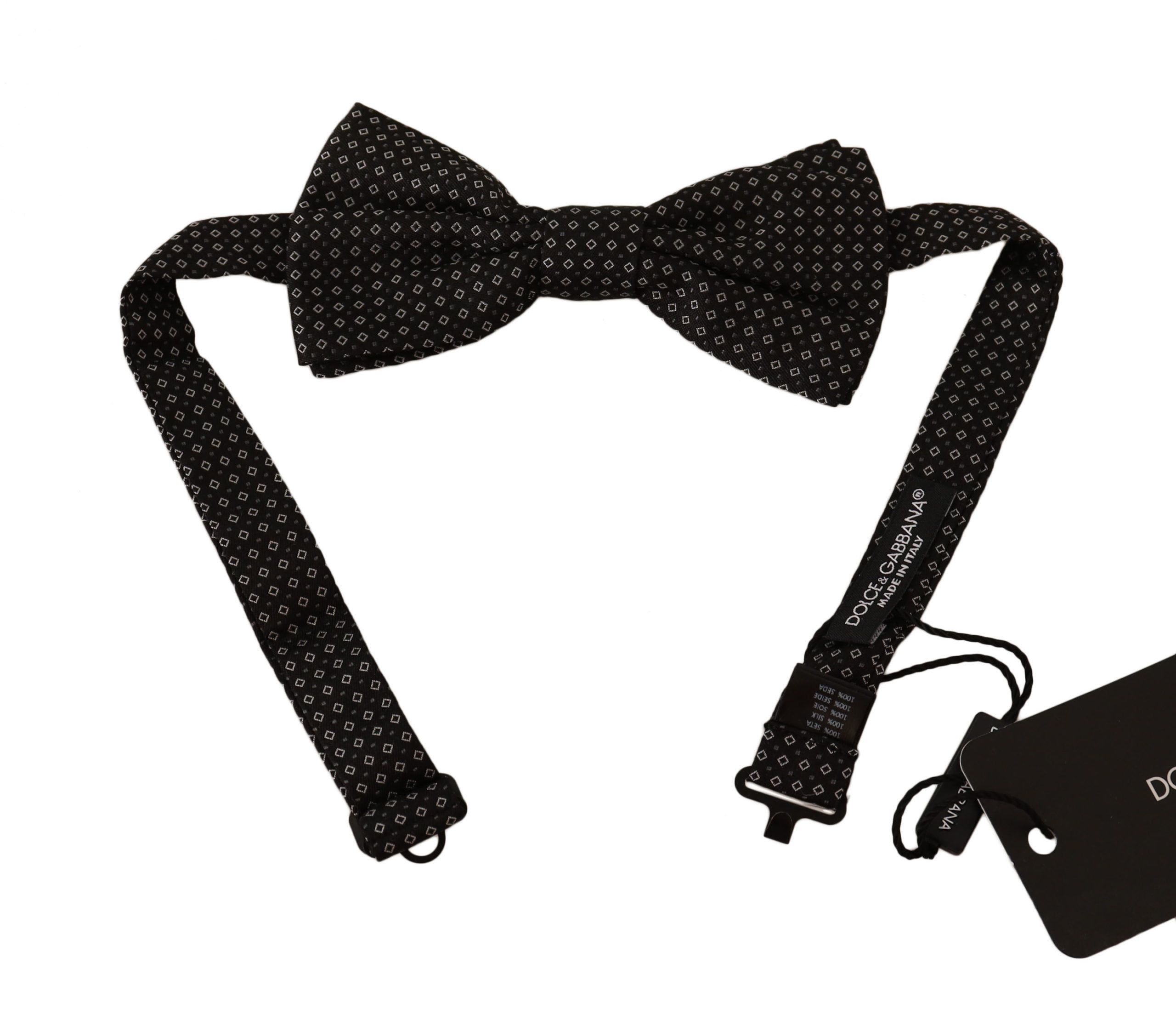 Dolce & Gabbana Elegant Black Patterned Silk Bow Men's Tie Size ONE SIZE - 1 Thumbnail
