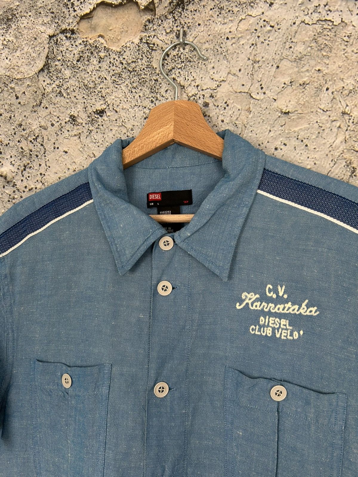 Diesel Vintage Diesel Blue Summer Shirt Avant Garde Y2K 00s Punk Size US L / EU 52-54 / 3 - 3 Thumbnail