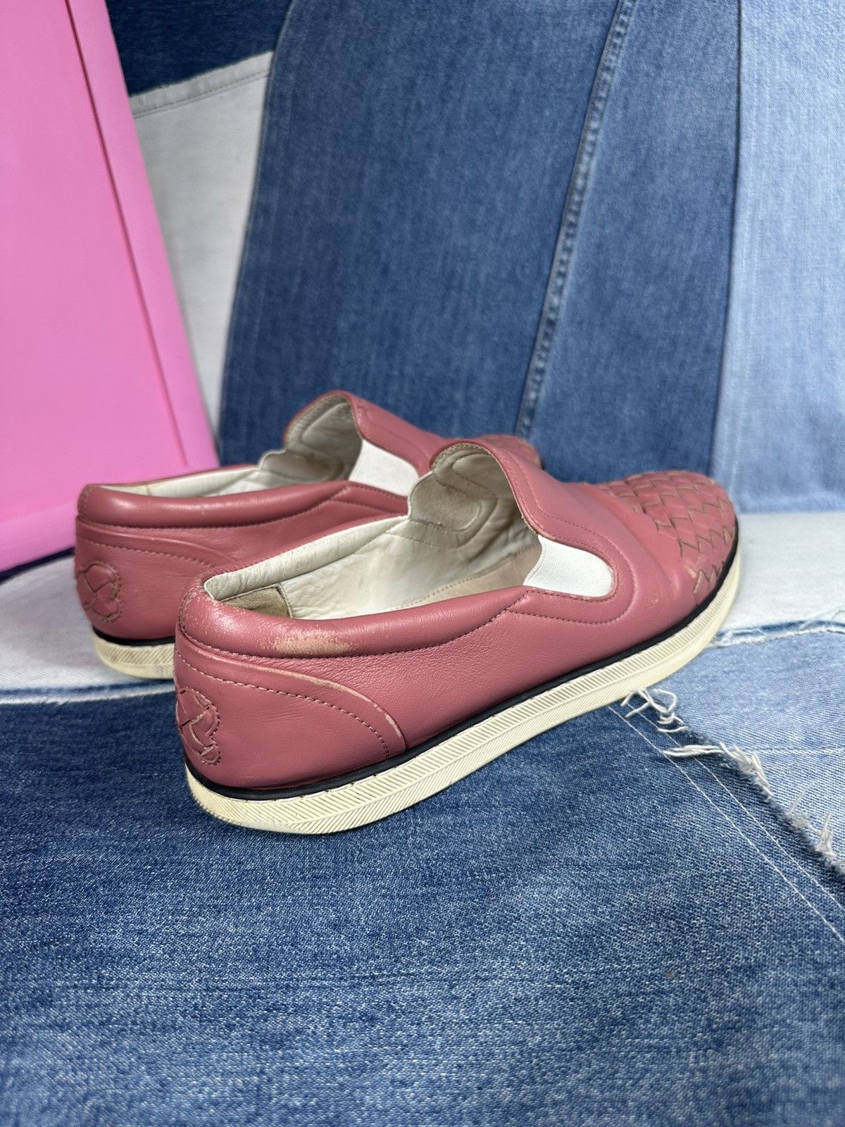 Bottega Veneta Bottega Veneta Intrecciato Slip-On Sneakers Pink Size US 8.5 / IT 38.5 - 3 Thumbnail