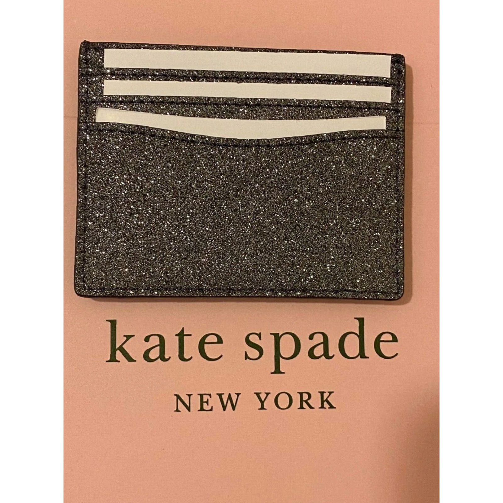Kate Spade New York Lola Glitter Card Holder Wallet Dusk Navy