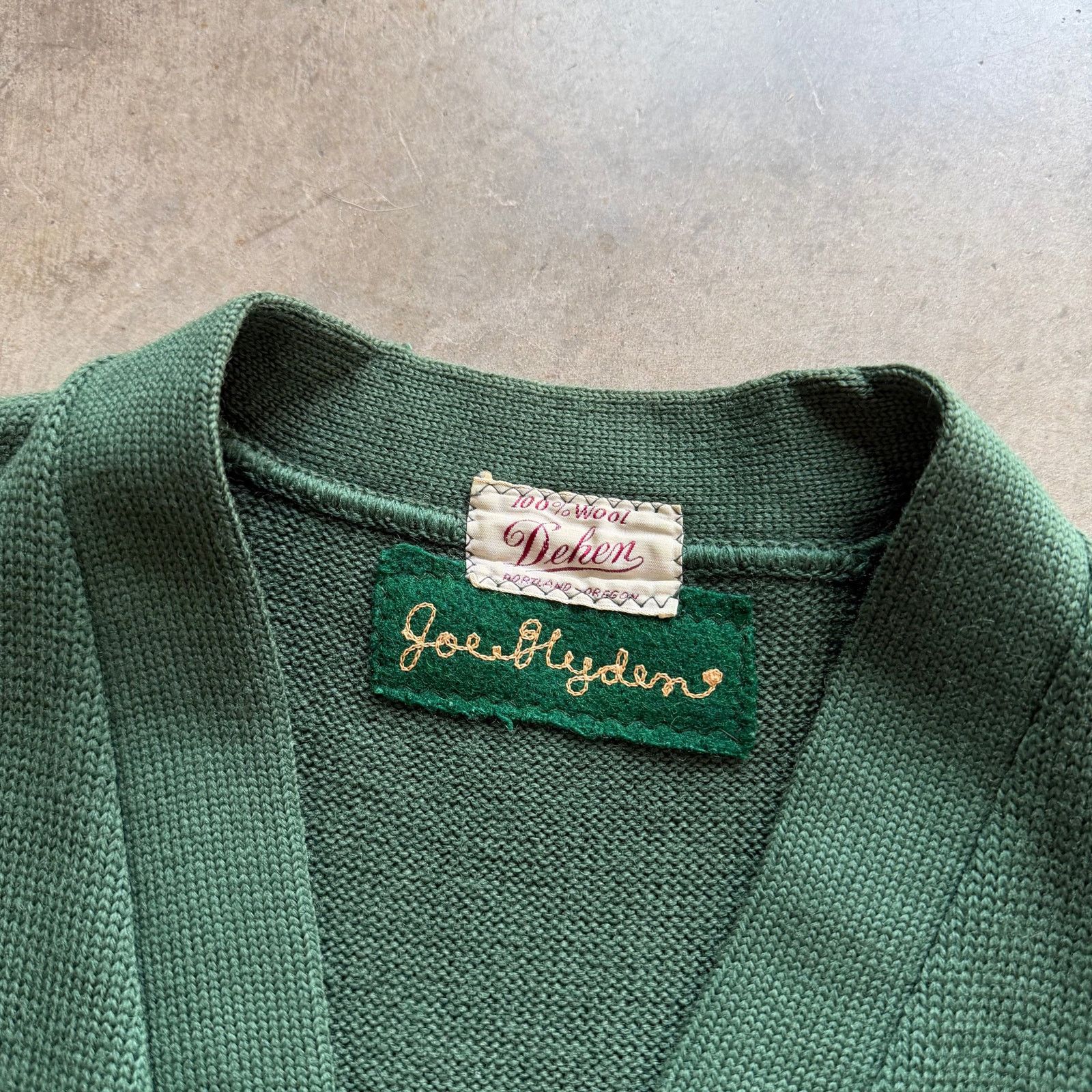 Dehen 1920 True Vintage 1960s Dehen Chainstitch Award Cardigan Green Size US L / EU 52-54 / 3 - 4 Thumbnail