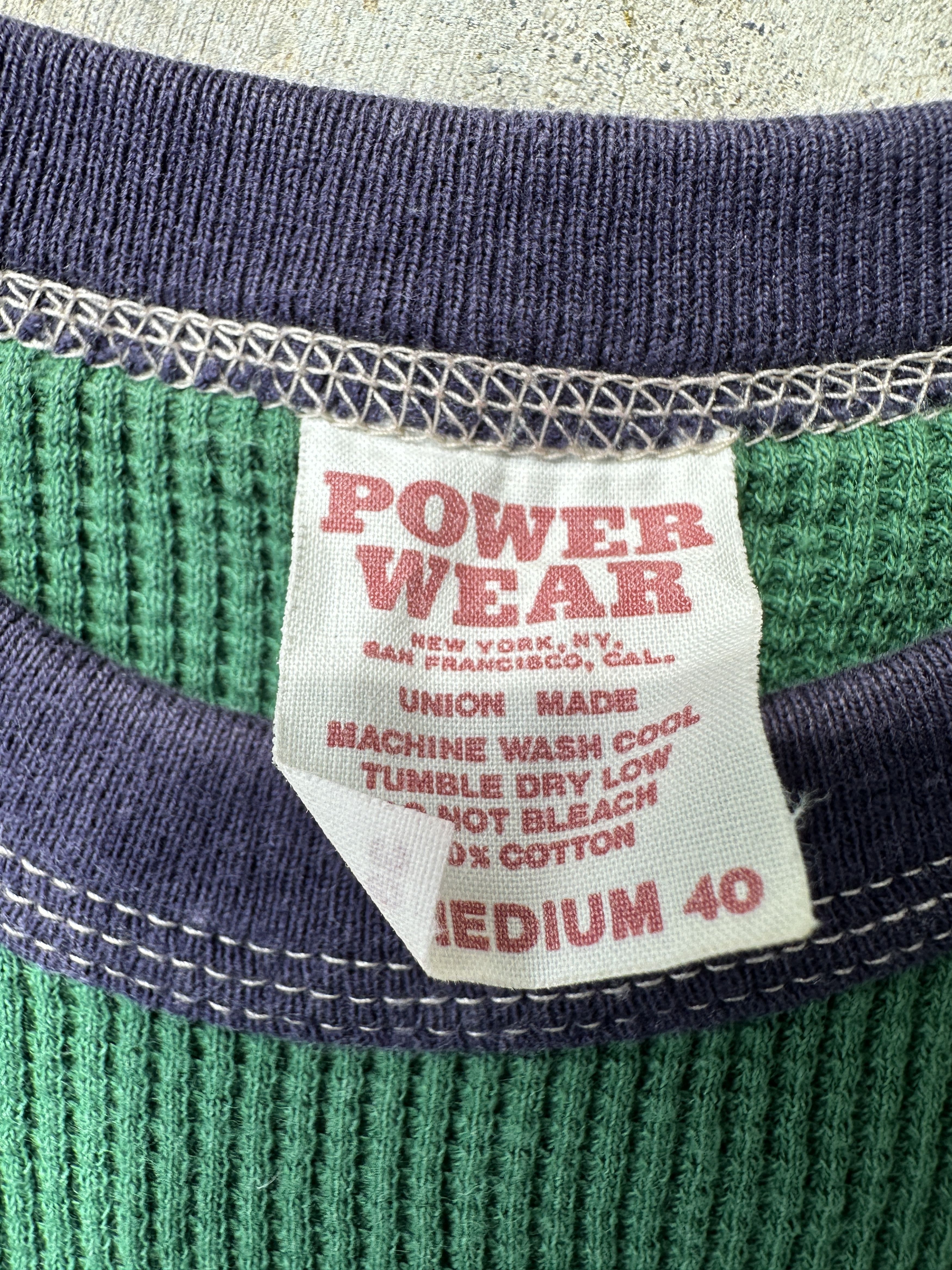 Vintage 2 TONES Power Wear Union Made USA Gas Oils Thermal tee Size US M / EU 48-50 / 2 - 5 Thumbnail