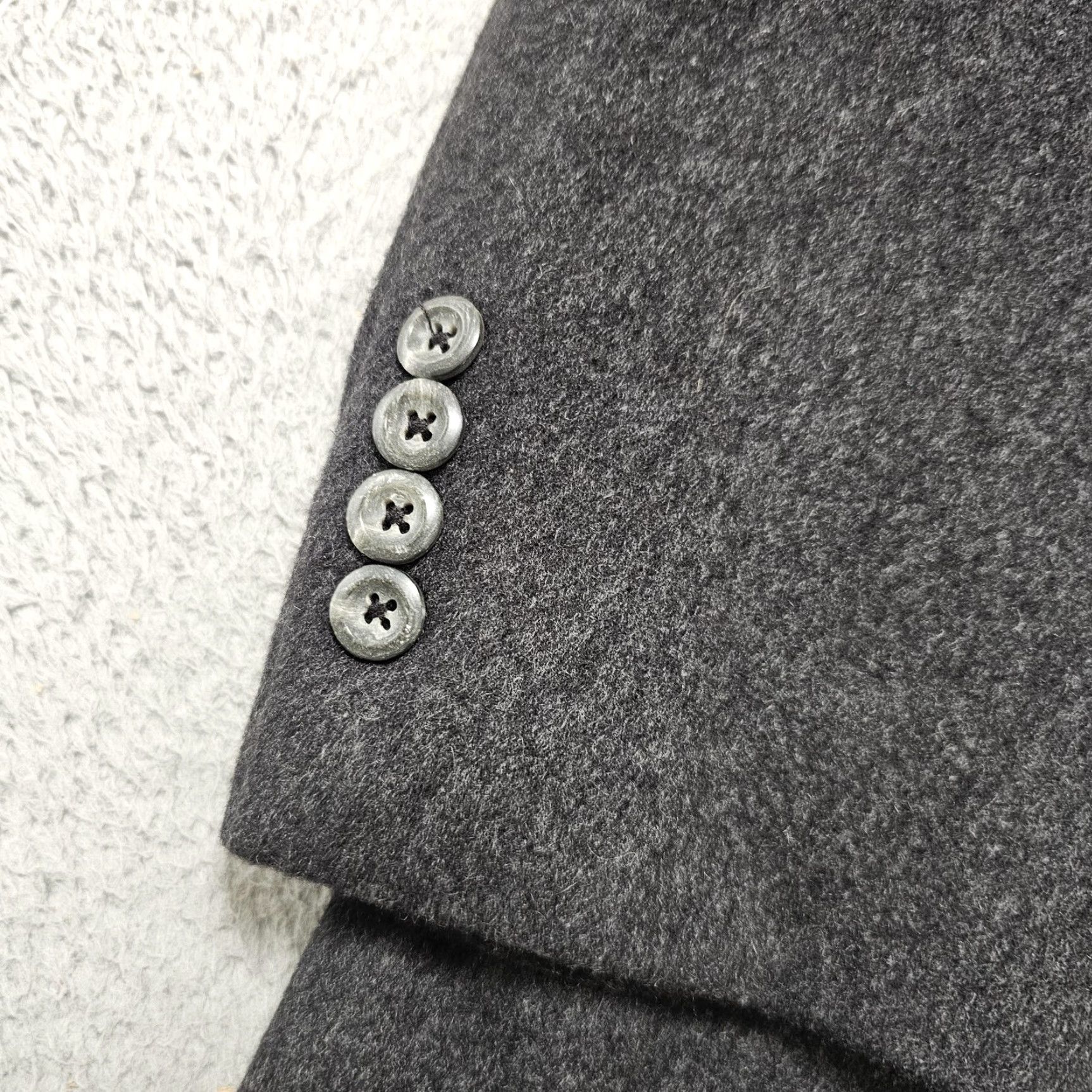 Nordstrom Loro Piana Sport Coat Mens 46 Gray 100% Cashmere Two-Button Notch Lapel Black/Charcoal Gray Solid Jacket Coat Business Formal Wedding USA Size US S / EU 44-46 / 1 - 2 Thumbnail