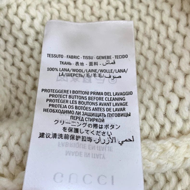 Gucci Gucci Beige striped twisted wool V-neck single-breasted lon Size L / US 10 / IT 46 - 8 Thumbnail