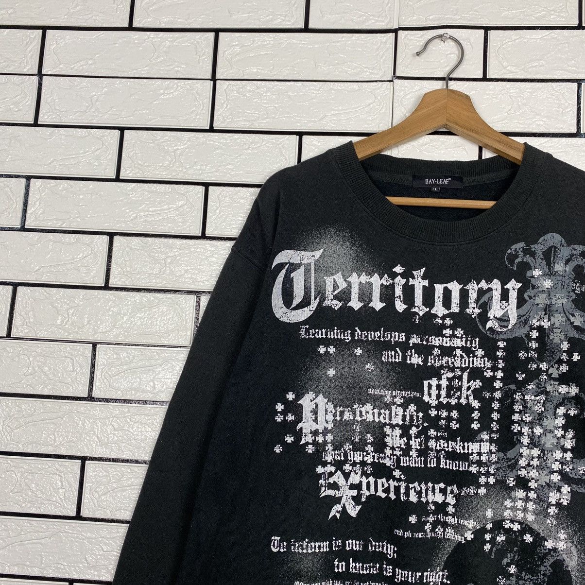 Japanese Brand 📌Vintage Sweatshirt Bay-Leaf Overprint Punk Design Size US L / EU 52-54 / 3 - 8 Thumbnail