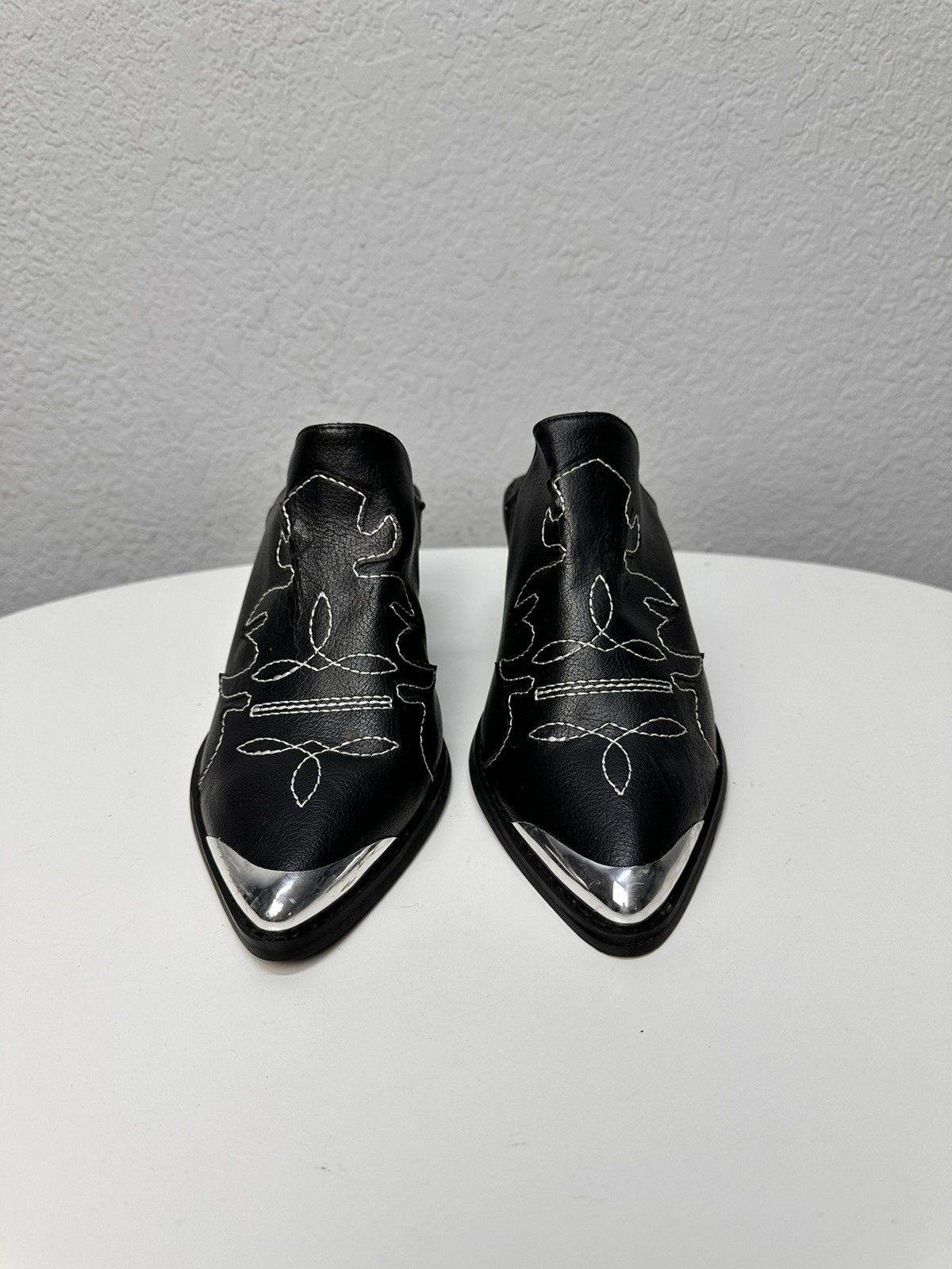 14th Addiction Vintage ASOS Black Sandals Western Mules silver Y2K AS 98 Size US 7 / IT 37 - 2 Thumbnail