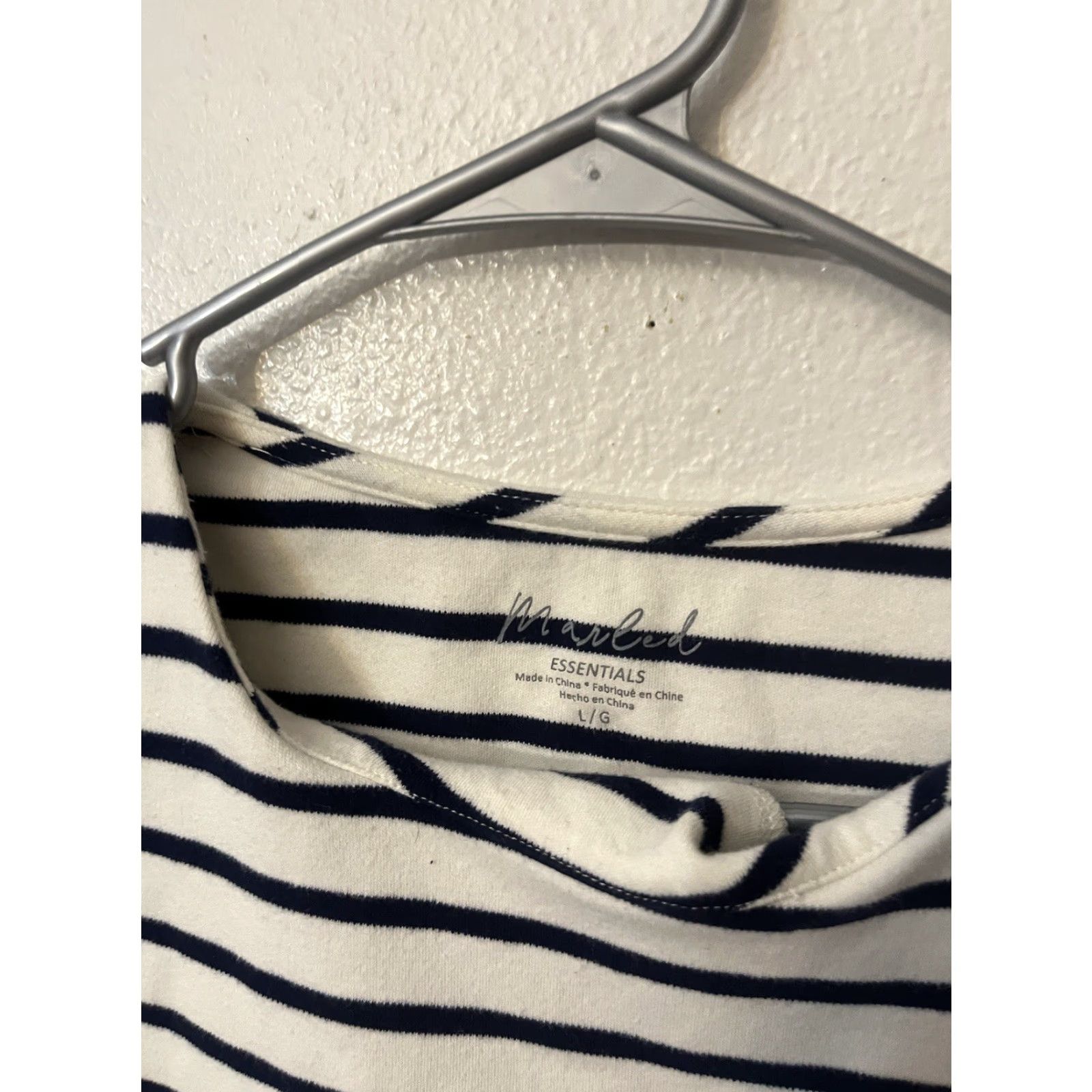 Vintage Marled Essentials Top Women L Blue White Striped Short Sleeve Round Neck Pullover T-Shirt Casual Workwear Size L / US 10 / IT 46 - 2 Thumbnail